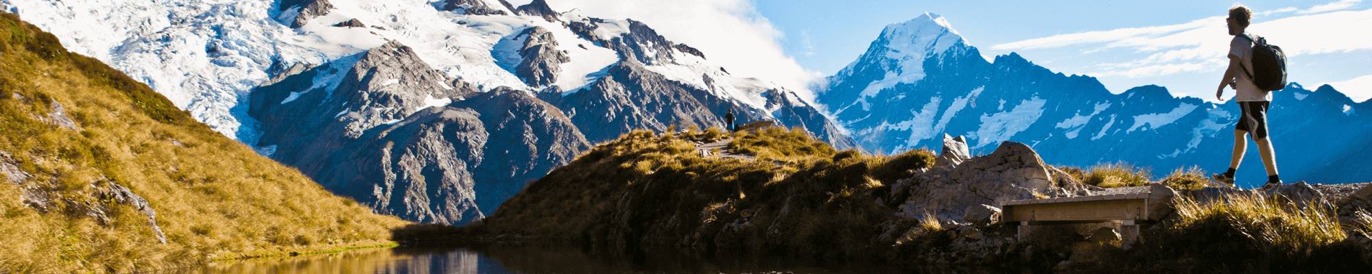 Hiking snowy mountains