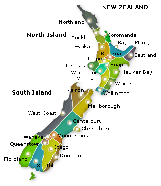 NZ map with regions